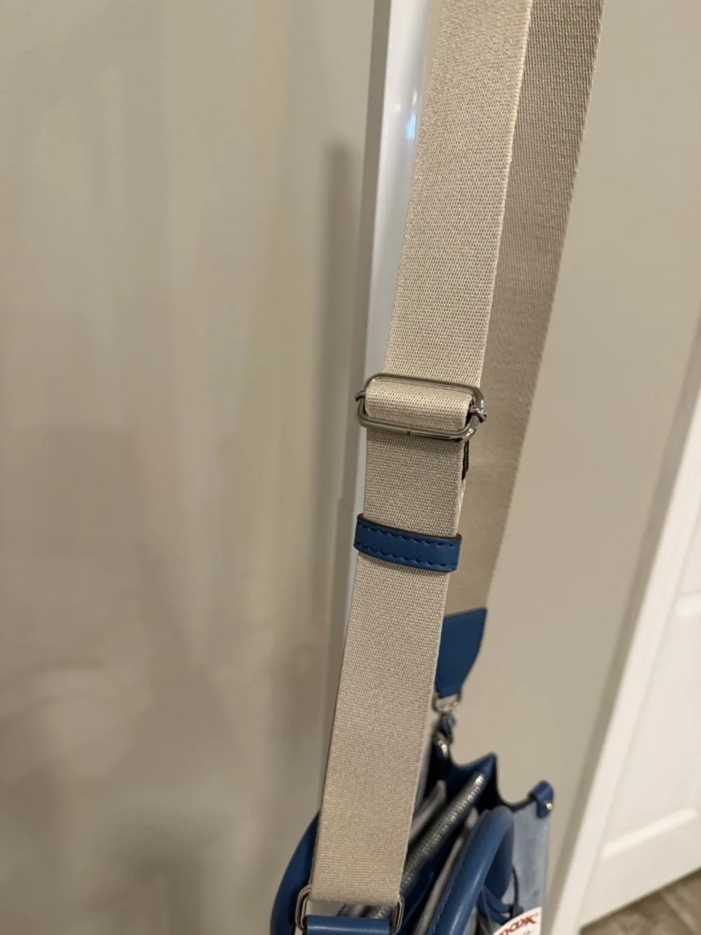 Michael Kors Denim Satchel with Blue Trim and Logo Charm